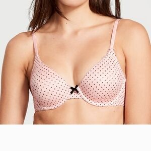 Victoria's Secret Pink and Black Polka Dot Bra Purest Pink
